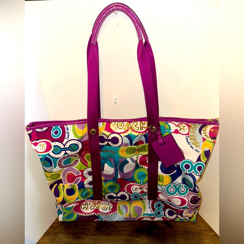 Coach Poppy XL  Multicolor Weekender Tote Bag
